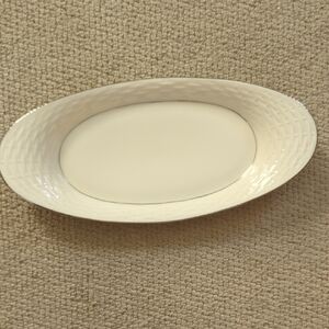 Lenox Ivory Oval Serve Platter with Textured Rim